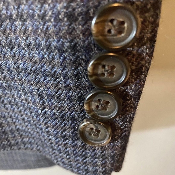 Lauren Ralph Lauren Men’s 44L 100% Lambs Wool Blazer Sport Coat Gray Blue Plaid - Picture 2 of 5